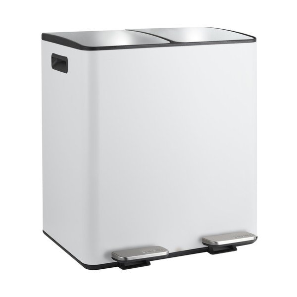 Stalowy kosz na śmieci 2x20 l do segregacji odpadów/z pedałem w matowym białym kolorze   Aliya – Spirella