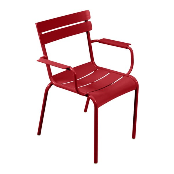 Czerwone krzesło ogrodowe z podłokietnikami Fermob Luxembourg