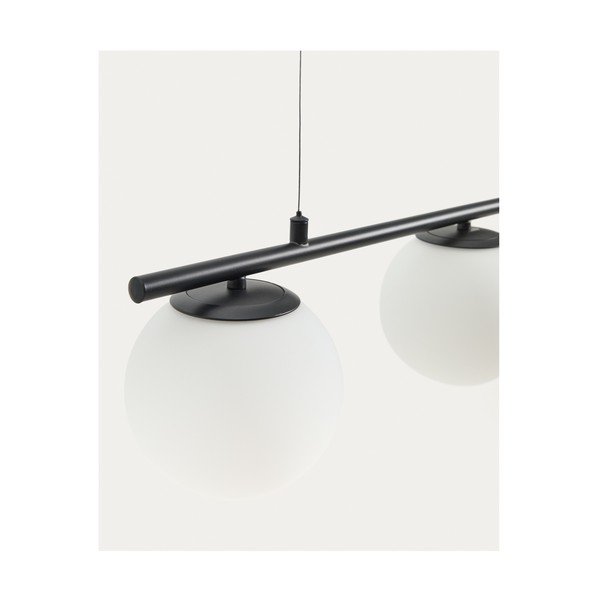 Biała/czarna metalowa lampa wisząca ze szklanym kloszem Brisia – Kave Home-image-3