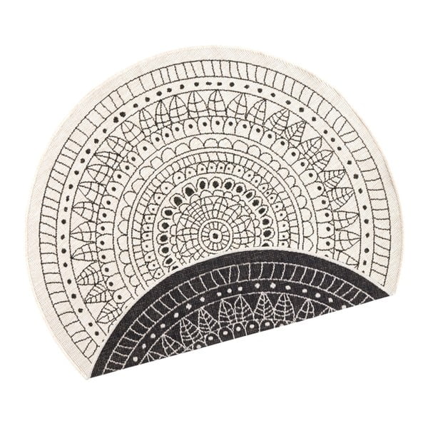 Czarno-kremowy dywan dwustronny odpowiedni na zewnątrz NORTHRUGS Porto, Ø 200 cm