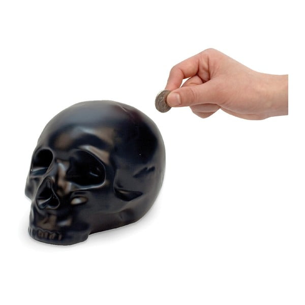 Czarna ceramiczna skarbonka Kikkerland Coin Skull