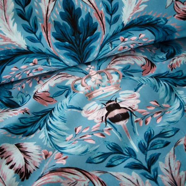 Niebieska pościel jednoosobowa z adamaszku 135x200 cm Bridgeton – Catherine Lansfield-image-3