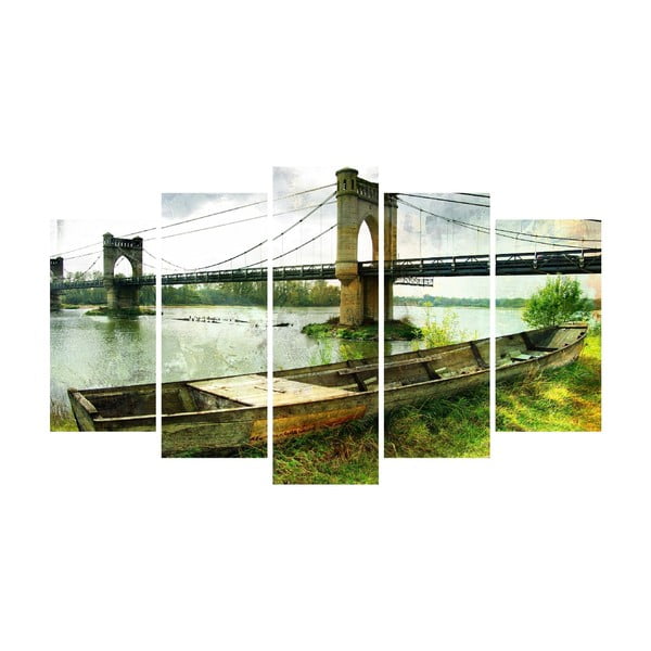Wieloczęściowy obraz na płótnie Abandoned Boat and Bridge