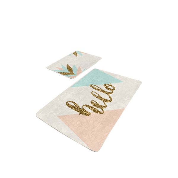 Aksamitne dywaniki łazienkowe w kremowo-złotym kolorze zestaw 2 szt. 60x100 cm Hello – Mila Home