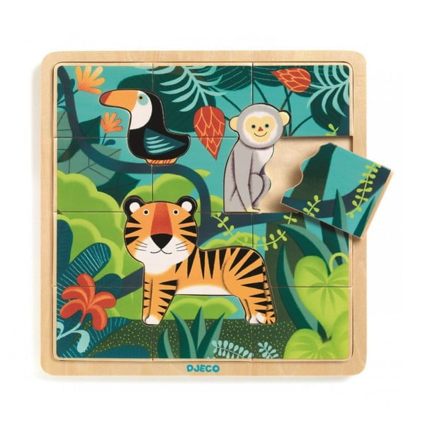 Drewniane puzzle Djeco Tygrys i przyjaciele