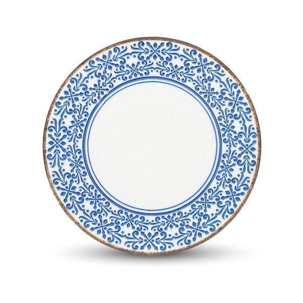 Biały/niebieski porcelanowy talerz ø 25 cm Azul – BonBistro