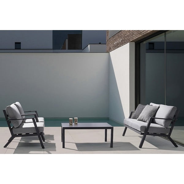 Szary aluminiowy zestaw mebli ogrodowych dla 4 osób Harley   – Bizzotto-image-2