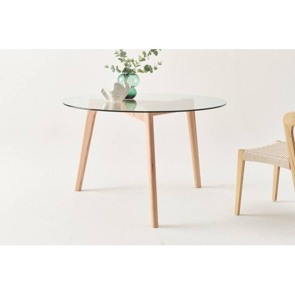 Okrągły stół z litego drewna dębowego ø 120 cm Malevik – Jotex-image-2