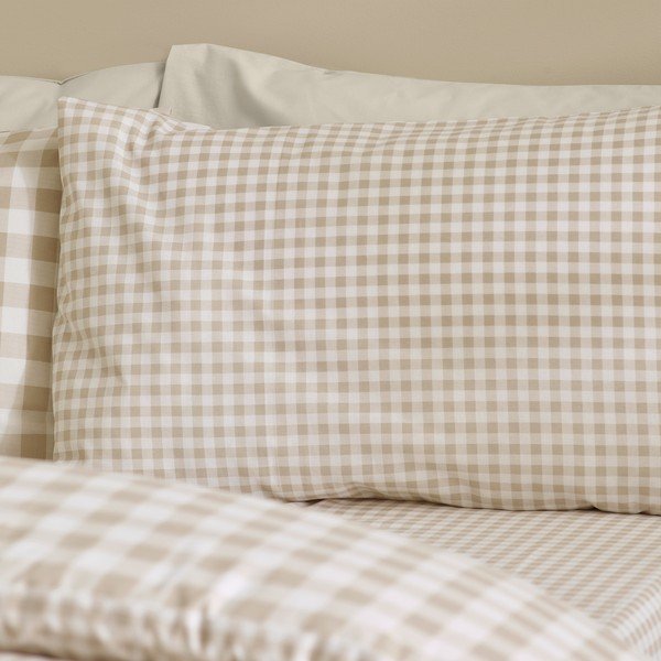 Beżowa pościel dwuosobowa 3-częściowa 200x200 cm Bamford Gingham Check – Catherine Lansfield-image-4