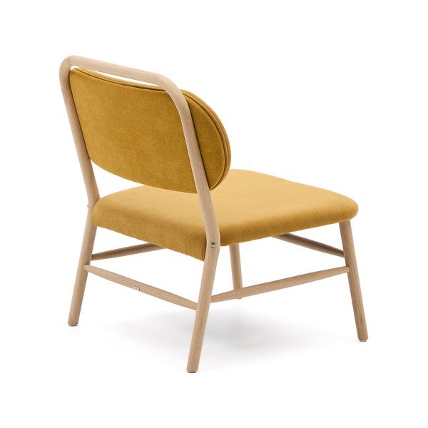 Musztardowy fotel z tkaniny szenilowej Helda – Kave Home-image-4