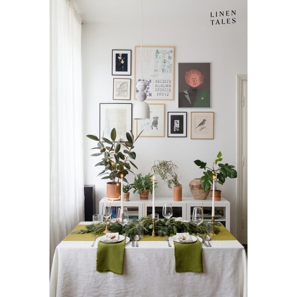 Biały lniany obrus Linen Tales Classic, 140x140 cm-image-1