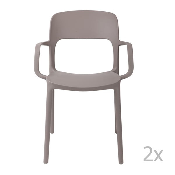 Zestaw 2 krzeseł D2 Flexi, z podłokietnikami, szare