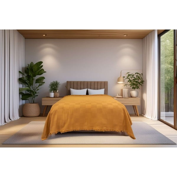 Bawełniana narzuta w kolorze miedzi 140x200 cm Russel – Mijolnir-image-1