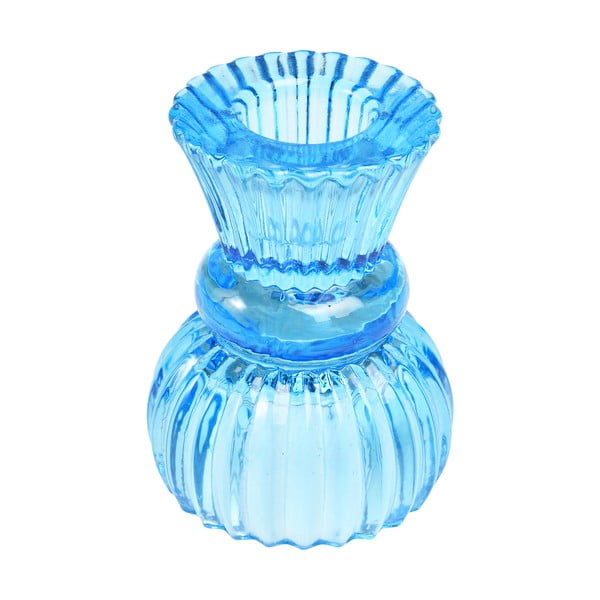 Niski niebieski szklany świecznik – Rex London-image-1