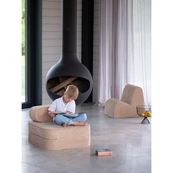 Jasnobrązowy sztruksowy fotel dziecięcy Flip – Wigiwama-image-3