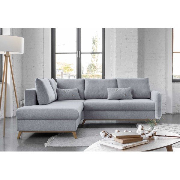 Jasnoszary rozkładany narożnik Miuform Scandic Lagom L, lewostronny-image-1