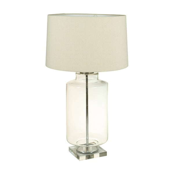 Biała lampa stołowa z kryształową podstawą Santiago Pons Lear