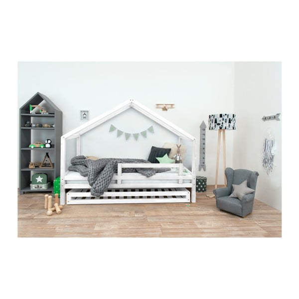 Białe łóżko dziecięce z lakierowanego drewna świerkowego Benlemi Sidy, 90x200 cm-image-3