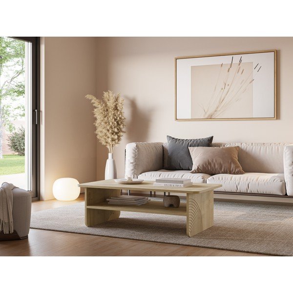 Stolik z blatem w dekorze dębu w naturalnym kolorze 60x110 cm Daira – Marckeric-image-1