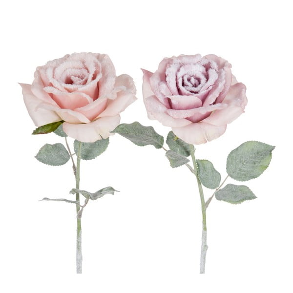Komplet 2 sztucznych róż z liśćmi J-line