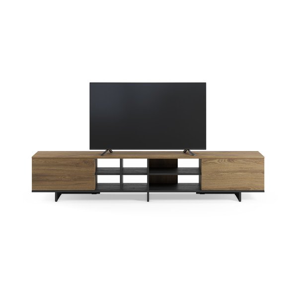 Czarna/w naturalnym kolorze szafka pod TV w dekorze dębu 230x44x36 cm Cequoia – Marckeric-image-2