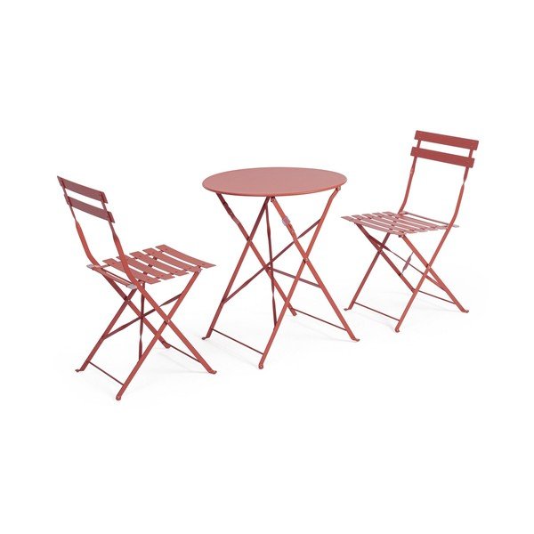 Stalowy zestaw mebli ogrodowych w kolorze terakoty dla 2 osób Austin – Bizzotto-image-2
