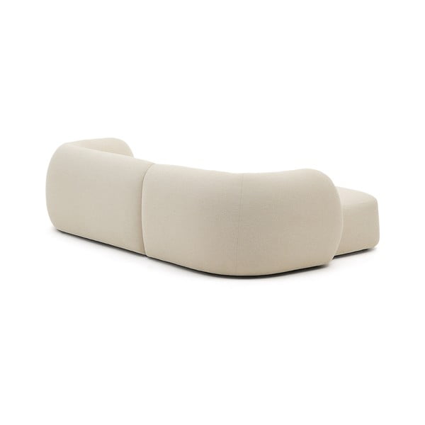 Kremowy narożnik z tkaniny szenilowej (lewostronny/z szezlongiem) Martina – Kave Home-image-4