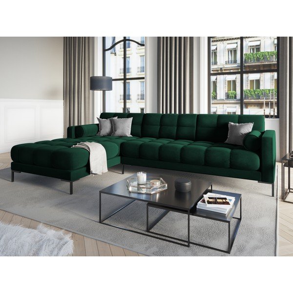 Ciemnozielony aksamitny narożnik Cosmopolitan Design Bali, lewostronny-image-1