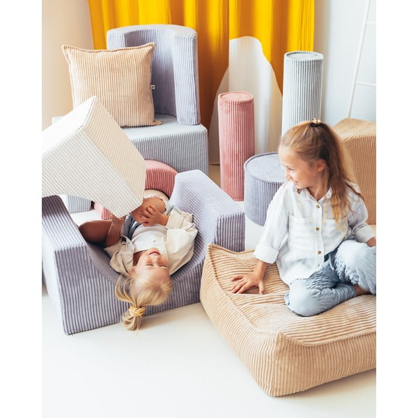 Niebieski sztruksowy piankowy plac zabaw 75x49x37 cm Rainbow Montessori – Wigiwama-image-2