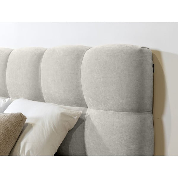 Jasnoszare tapicerowane łóżko dwuosobowe ze stelażem 160x200 cm Kumo – Bobochic Paris-image-1