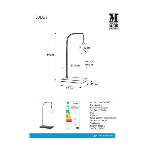 Czarna lampa stołowa Markslöjd Buddy-image-2