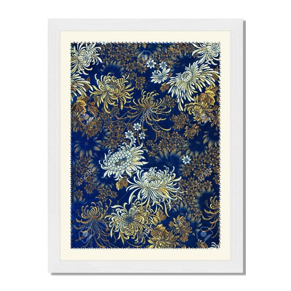 Obraz w ramie Liv Corday Asian Blue & Gold, 30x40 cm