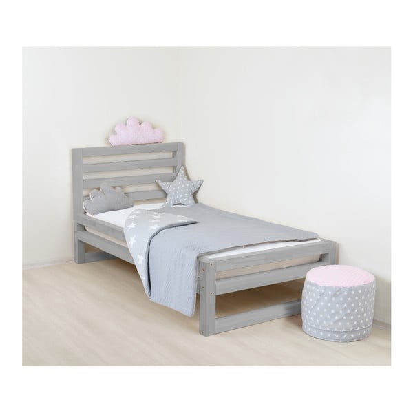 Dziecięce szare drewniane łóżko 1-osobowe Benlemi DeLuxe, 180x90 cm