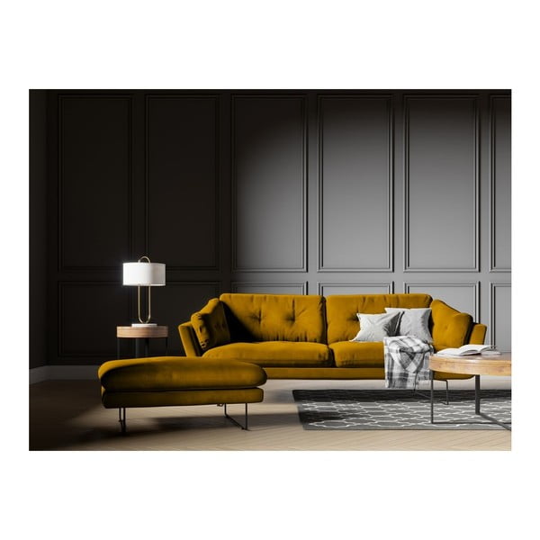 Żółty puf z aksamitnym obiciem Windsor & Co Sofas Gravity-image-3
