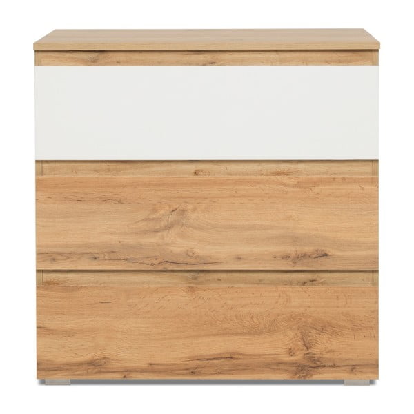 Komoda z dekorem drewna z 3 szufladami i białymi elementami Intertrade Image