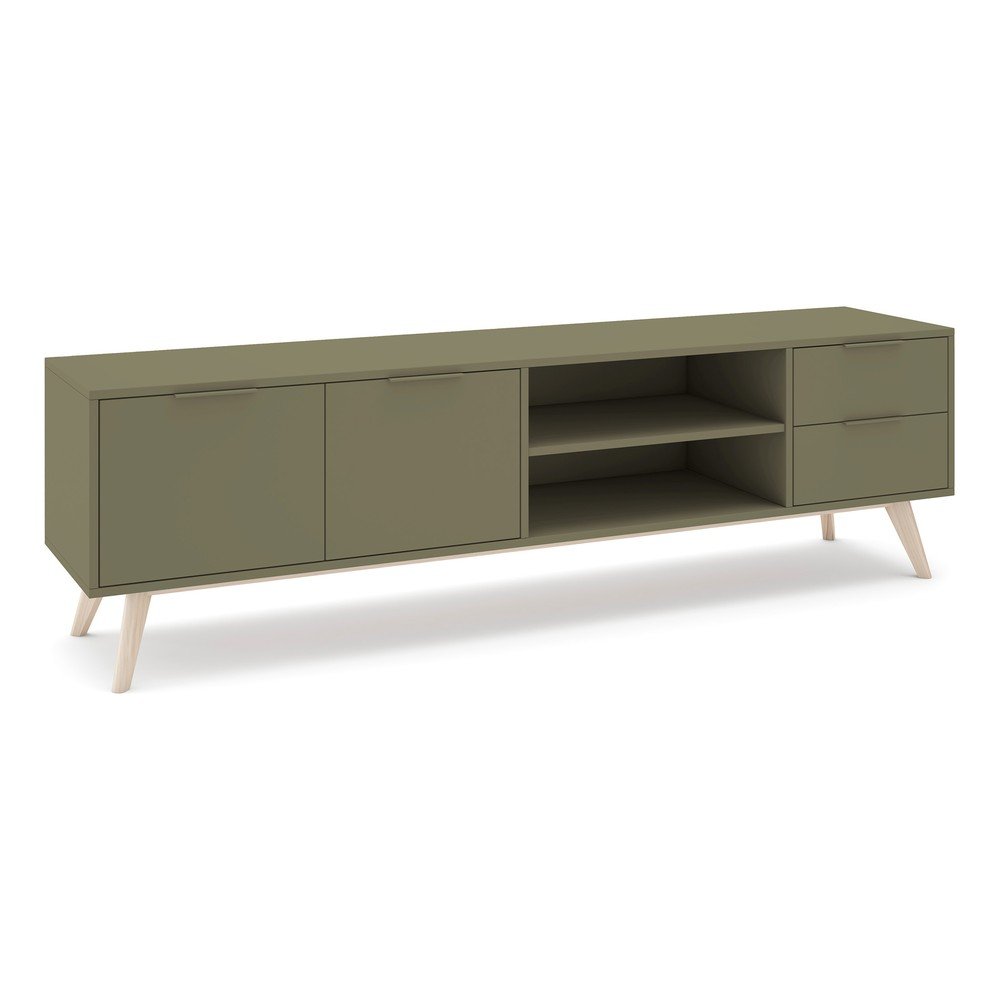 Zielona szafka pod TV z matowym wykończeniem 180x53x40 cm Campus – Marckeric