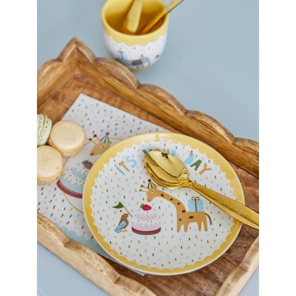 Żółty/kremowy kamionkowy talerz dla dzieci ø 16 cm Celebrate – Bloomingville Mini-image-1
