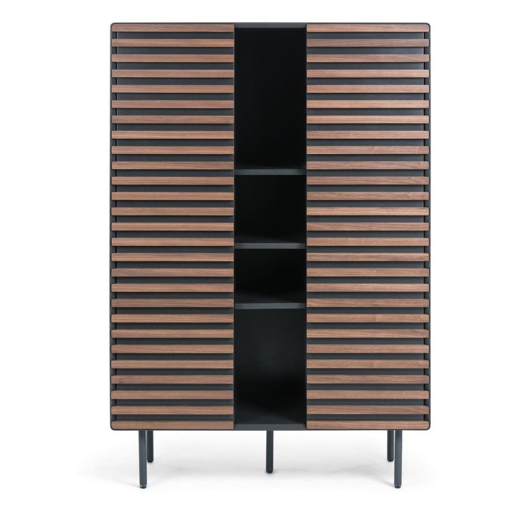 Czarno-naturalna szafka w dekorze orzecha 105x155x40 cm Kesia – Kave Home