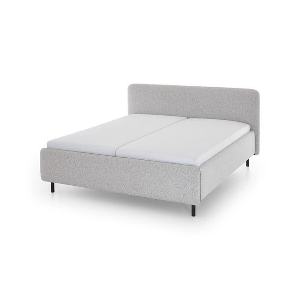 Jasnoszare tapicerowane łóżko dwuosobowe ze schowkiem ze stelażem 140x200 cm Primo – Meise Möbel
