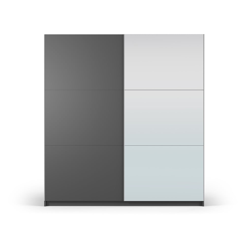 Ciemnoszara szafa z lustrem i drzwiami przesuwnymi 200x215 cm Lisburn – Cosmopolitan Design