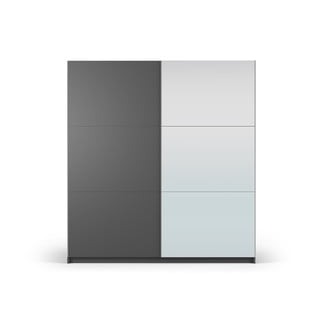 Ciemnoszara szafa z lustrem i drzwiami przesuwnymi 200x215 cm Lisburn – Cosmopolitan Design