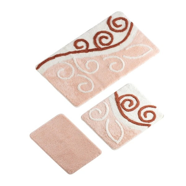 Zestaw 3 różowych dywaników łazienkowych Shine Bath Mat Lerno