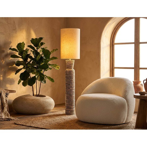 Czarna/kremowa lampa stojąca z tekstylnym kloszem (wysokość 145 cm) Nairobi – Mauro Ferretti-image-1