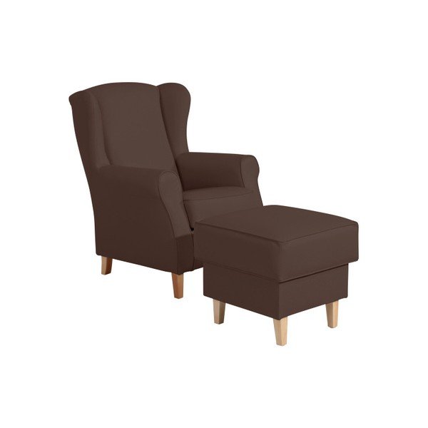 Ciemnobrązowy podnóżek Max Winzer Lorris Leather Brown-image-1