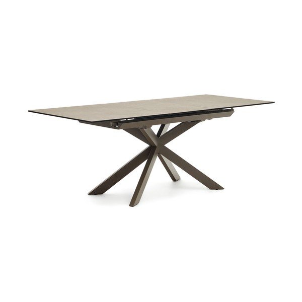 Brązowy rozkładany stół z ceramicznym blatem 90x160 cm Atminda – Kave Home-image-4