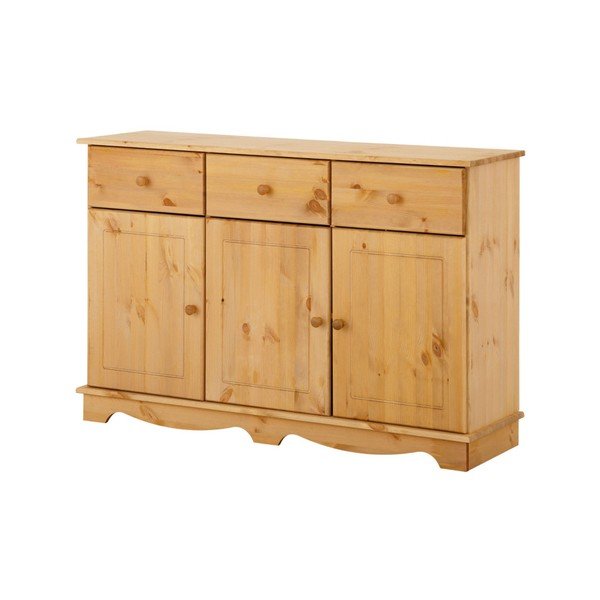 Brązowa 3-drzwiowa komoda z litego drewna sosnowego Støraa Cheryl-image-4