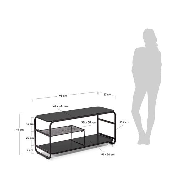 Czarna szafka pod TV Kave Home Academy, 98x46 cm-image-4