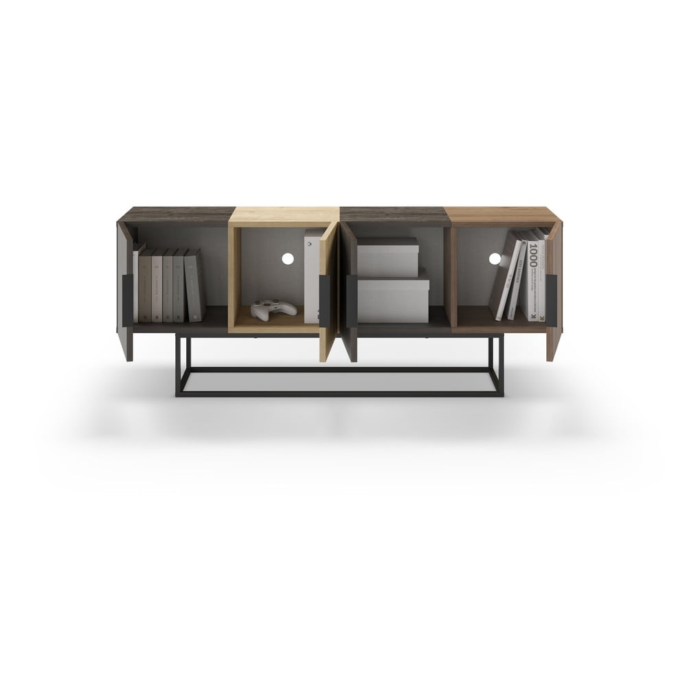 Brązowa szafka pod TV w dekorze dębu 140x55 cm Titan – Marckeric (zdjęcie 5)