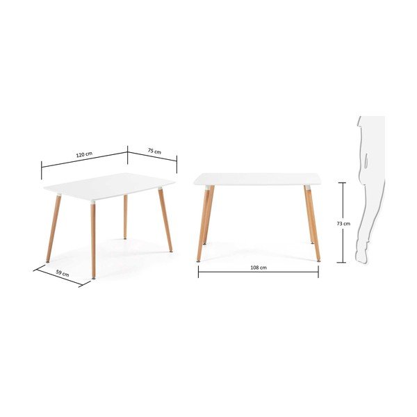 Stół do jadalni z drewna bukowego Kave Home Daw, 120 x 75 cm-image-3