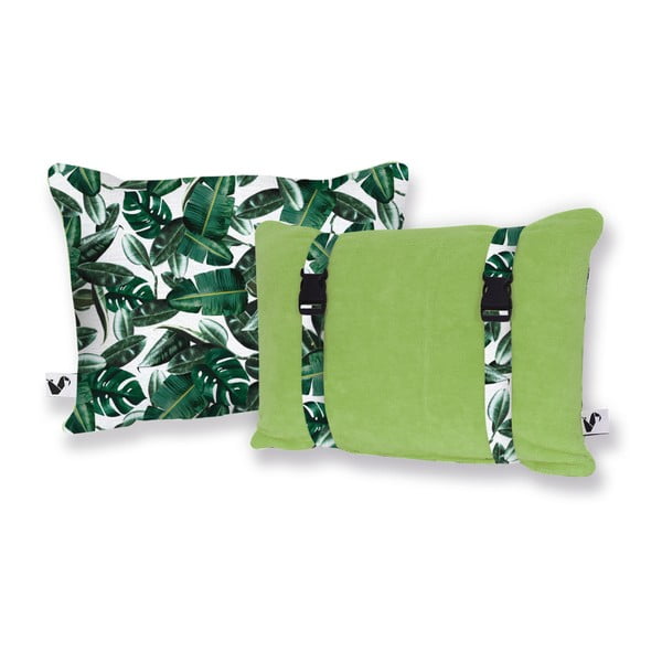 Zielona dwustronna poduszka plażowa Origama Leaf